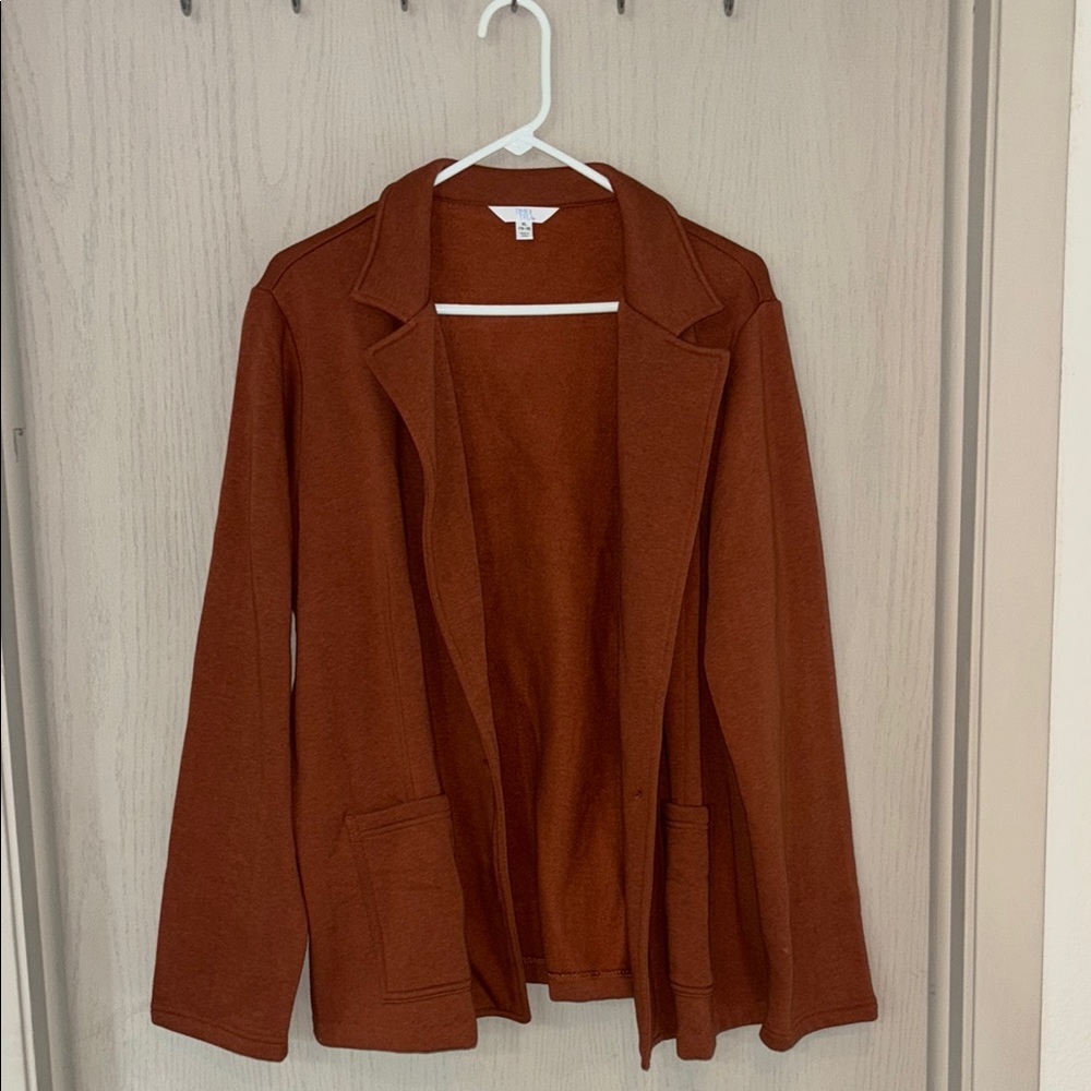 Time and Tru Brown Blazer Relaxed Fit Open Front